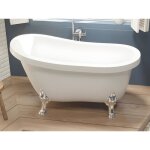 Baignoire lot rtro avec pieds de lion argents - 200 l - 145 x 74 x 77 cm - blanche - nisos ii