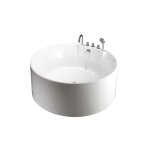 Baignoire lot ronde avec robinetterie - 373 l - 150 x 150 x 58 cm - blanche - linda