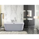 Baignoire semi �lot - 1495 x 75 x 58 cm - acrylique - blanche - 200 l - divina