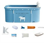 Baignoire pliable pvc bb enfants adulte portable spa 120x55x50 cm antidrapante non gonflable