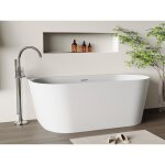 Baignoire semi �lot - 230 l - 160 x 75 x 58 cm - blanc mat - acrylique - amobia