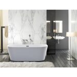 Baignoire semi îlot - 245l - 170 x 75 x 58 cm - blanche - acrylique - divina Baignoire semi îlot - 245l - 170 x 75 x 58 cm - blanche - acrylique - divina