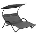 Outsunny - bain de soleil - polyester - 200x137x138cm - gris fonc�