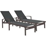 Bain de soleil avec accoudoirs structure en aluminium et assise en textil�ne lot de 2