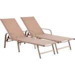 Lot de 2 bains de soleil en m�tal avec accoudoirs farniente - marron