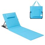 Bain de soleil avec appui - t�te dossier inclinable portable avec bandouli�res 158 x 55 cm bleu ciel