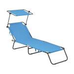 Bain de soleil pliable lazy - avec pare soleil - bleu