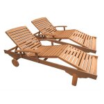 Bain de soleil pliant en bois exotique singapour - maple - marron clair - lot de 2