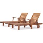 Bain de soleil pliant en bois exotique tokyo - maple - marron clair - lot de 2