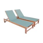 Bain de soleil - sweeek - lot de 2 - bois dacacia - textilne kaki - multi positions avec roulettes