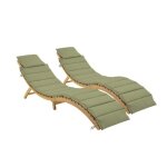 Lot de 2 bains de soleil en bois dacacia laure avec coussin kaki en polyester. 184 x 55 x 63. 5 cm