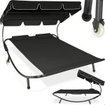 Bain de soleil - tectake - transat double en acier livorno pour 2 personnes pare - soleil rglable 185 ...