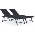 Lot de 2 bains de soleil textil�ne aluminium jolia - gris fonc� / noir