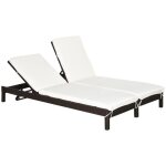 Outsunny - bain de soleil - résine tressée - 196x120x28cm - marron Outsunny - bain de soleil - résine tressée - 196x120x28cm - marron