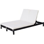 Outsunny - bain de soleil - résine tressée - 196x120x28cm - noir Outsunny - bain de soleil - résine tressée - 196x120x28cm - noir