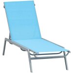 Bain de soleil transat design contemporain outsunny - bleu - 170x58x97 cm - dossier inclinable multi ...