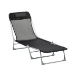 Bain de soleil outsunny transat chaise longue inclinable pliable avec oreiller dossier r�glable sur 5 ...