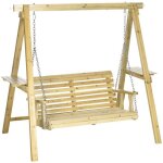 Balancelle de jardin 2 places en bois hauteur rglable - outsunny - 196 x 120 x 171 cm - naturel
