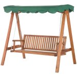 Balancelle de jardin - outsunny - 3 places toit imperm�abilis� 2 tablettes support charge 360 kg - bois ...