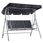 Balancelle de jardin 3 places toit impermabilis inclinaison rglable acier textilne noir - outsunny ...