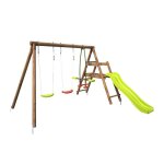 Balanoire en bois trait 3 agrs et toboggan figue