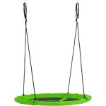 Balan�oire nid doiseau - outsunny - ronde panier � 110 cm 4 anneaux haute densit� - m�tal oxford - vert ...