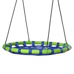 Balançoire nid doiseau ronde balançoire panier Ø 100 x 120 - 180h cm accessoires inclus bleu vert 100x100x4cm ... Balançoire nid doiseau ronde balançoire panier Ø 100 x 120 - 180h cm accessoires inclus bleu vert 100x100x4cm ...