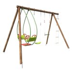 Portique en bois rond 4 agrs avec trapze chelle et face  face juliette