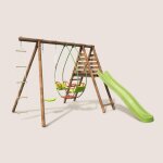 Balanoire en bois trait 3 agrs et toboggan lavande