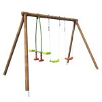 Portique en bois rond 3 agr�s avec face � face pacco