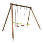Balançoire en bois traité 3 agrès polo Balançoire en bois traité 3 agrès polo
