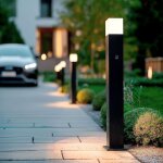 Balise ext�rieure en saillie sur pied 74cm augusta noire avec d�tecteur de pr�sence pir noir