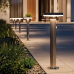 Balise led solaire ext�rieure helios inox 6w en saillie sur pied 45cm avec d�tecteur de mouvement helios ...
