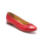 Ballerines cuir grande largeur - pediconfort - rouge corail - femme - petit noeud fantaisie - arosemelle ...