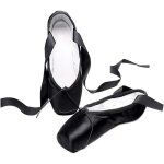 Ballerine de danse chaussures de ballet de pointe avec rubans pour femme fille enfants et adulte (noir) ...