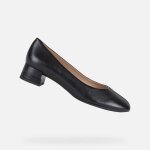 Ballerines geox d chloo mid - femme - cuir noir - talon moyen 35 cm
