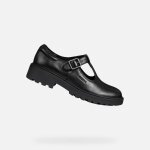 Ballerines - geox - jr casey - cuir - noir - fille