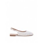 Ballerines slingback en broderie style crochet. bride arri�re ajustable par boucle m�tallique et �lastique. ...