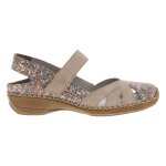Ballerines talon décroché bas rieker femme beige - cuir - bout ballerine fermé - empeigne ajourée Ballerines talon décroché bas rieker femme beige - cuir - bout ballerine fermé - empeigne ajourée