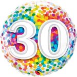 Ballon anniversaire 30 ans rainbow confetti 45 cm Ballon anniversaire 30 ans rainbow confetti 45 cm