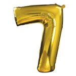 Ballon chiffre 7 - ptit clown - 30 cm - aluminium mylar - couleur or - dcoration anniversaire