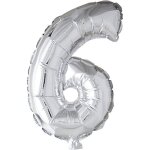 Ballon chiffre - aluminium - 6 - h�lium - embout buccal amovible - d�coration anniversaire