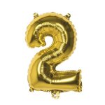 Ballon chiffre en aluminium - no name - chiffre 2 - or - 86 cm - dcoration anniversaire