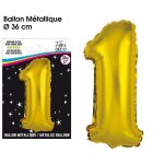 Ballon aluminium chiffre 1 36cm or