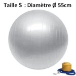 Ballon de yoga et fitness taille s 55 cm gris ? pompe fournie ? rsistant et multi usages ? gym ball ...