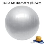 Ballon de yoga et fitness taille m 65 cm bleu ? pompe fournie ? rsistant et multi usages ? gym ball ...