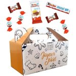 Ballotin de nol et son assortiment de 100 chocolats kinder schokobons & mini bueno barres maxi et country ...