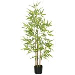 Plante artificielle bambou - homcom - hauteur 120 cm avec pot - d�coration interieur tr�s r�aliste
