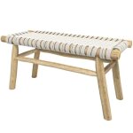 Banc 2 places 90 cm tress� en macram� et branche de teck - kira - rendez - vous d�co