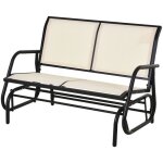Outsunny - banc � bascule de jardin - m�tal - 120x70x85cm - beige